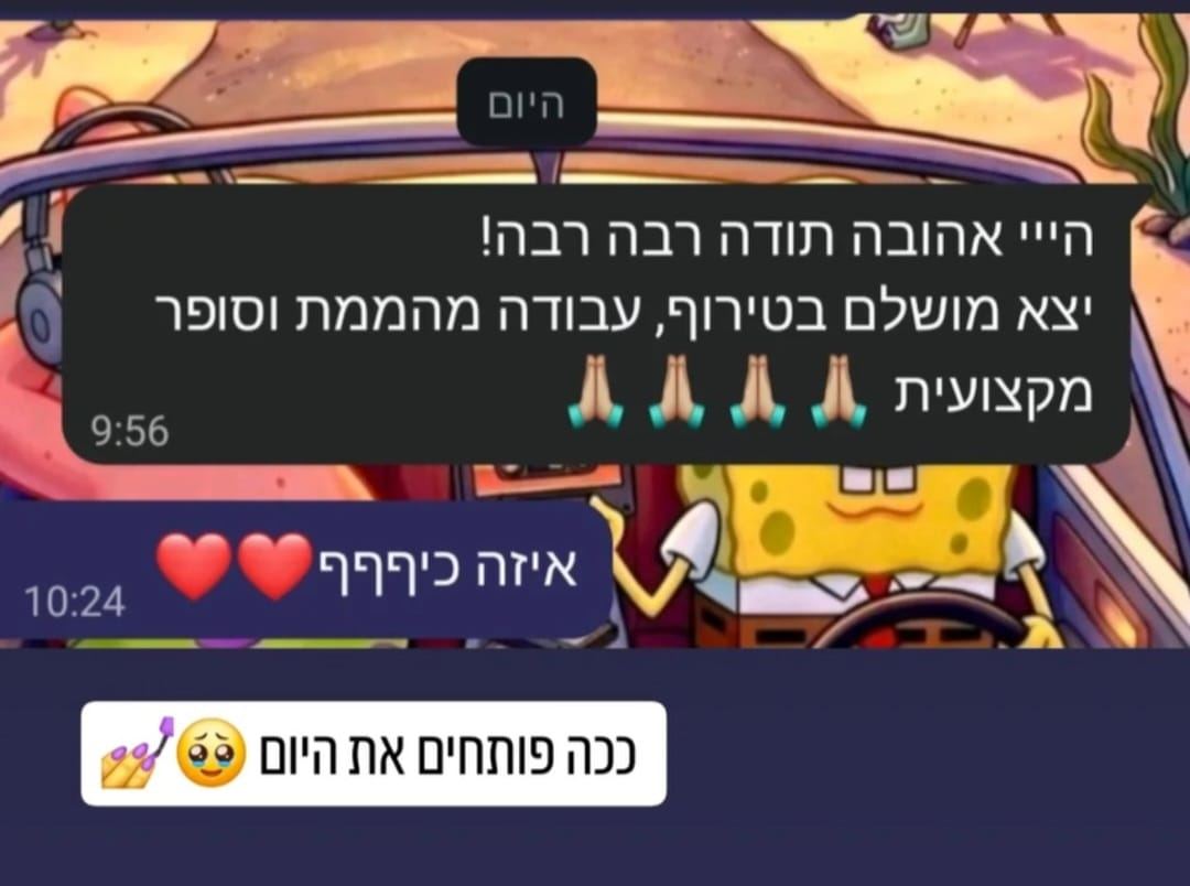 צילום מסך המלצה בוואטסאפ